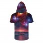 Printed Short Sleeve Slim Fit Casual Hooded T-Shirt