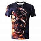 Fashion Mens Fire Skull 3D Printing Tees Shirt Short Sleeve Blouse Tops