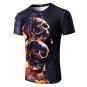 Fashion Mens Fire Skull 3D Printing Tees Shirt Short Sleeve Blouse Tops