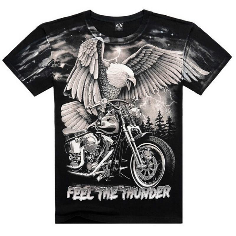 Eagle Scooter Printed Pure Cotton Round Collar Men's Short-sleeved T Shirt