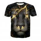 Men's Fashion Black Lion Digital Print Short Sleeved T-shirt