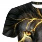 Men's Fashion Black Lion Digital Print Short Sleeved T-shirt