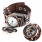 Copper Skull Leather Watch men fashion punk sports Quartz Wrist Watch - 2 colors