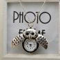 Retro Slide Owl Pendant Long Necklace Analog Pocket Watch - 3 colors