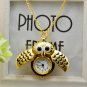 Retro Slide Owl Pendant Long Necklace Analog Pocket Watch - 3 colors