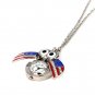 Retro Slide Owl Pendant Long Necklace Analog Pocket Watch - 3 colors