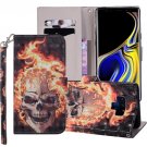 For Galaxy Note 9 Fire Skull Horizontal Flip Leather Case with Holder, Card Slots & Wallet