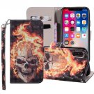 For iPhone X/XS Fire Skull Horizontal Flip Leather Case with Holder, Card Slots & Wallet