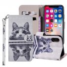 For iPhone X/XS Cat In The Mirror Horizontal Flip Leather Case with Holder, Card Slots & Wallet