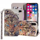 For iPhone X/XS Leopard Horizontal Flip Leather Case with Holder, Card Slots & Wallet