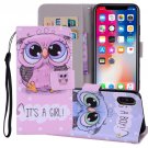 For iPhone X/XS Cute Owl Horizontal Flip Leather Case with Holder, Card Slots & Wallet