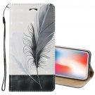 For iPhone X/XS 3D Relief Feather Horizontal Flip Leather Case with Holder, Card Slots & Wallet