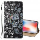 For iPhone X/XS 3D Relief Skull Horizontal Flip Leather Case with Holder, Card Slots & Wallet