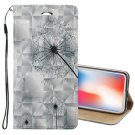 For iPhone X/XS 3D Relief Dandelion Horizontal Flip Leather Case with Holder, Card Slots & Wallet