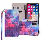 For iPhone XR 3D Color Grid Horizontal Flip Leather Case with Holder, Card Slots & Wallet