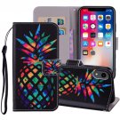 For iPhone XR Pineapple Horizontal Flip Leather Case with Holder, Card Slots & Wallet