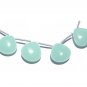 2 Matched Pair AAA Aqua Chalcedony Gemstone Smooth Polished Heart Briolette