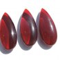 3 Pcs Set Red Quartz Smooth Elongated Drops Size 31 MM