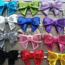 12 colors - Set of 10 Sequin bow applique 1.8" for Hair Bow accessories