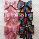 Set of 10 LARGE 3" Sequin bow applique for Hair Bow headband sewing craft