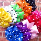 Set of 2 Handmade polka dot Hair Bow pig tails pink black red white blue purple