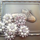 32mm FLOWER pearl rhinestone button 25mm hair bow, wedding bridal flower