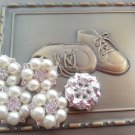 Set of 10 - 26mm Pearl rhinestone button for hair bow, flowers wedding bridal