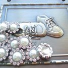 Set of 10 - 20mm pearl rhinestone buttons for hair bow, headband, sewing