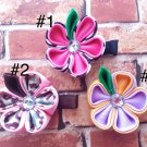 Set of 2 handmade grosgrain Hair Clips flower butterfly
