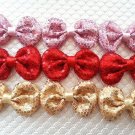 Set of 10 Sequin bow applique 3" for Hair Bow headband, boy tuxedo ties, sewing
