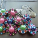 Set of 10 - Shiny pearl rhinestone button 25mm for craft, hair bow, wedding