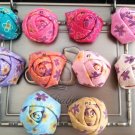 Set of 10 - 1.5" fabric rolled rosette applique flower for hair bow headband