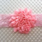 Baby pink flower with matching lace headband