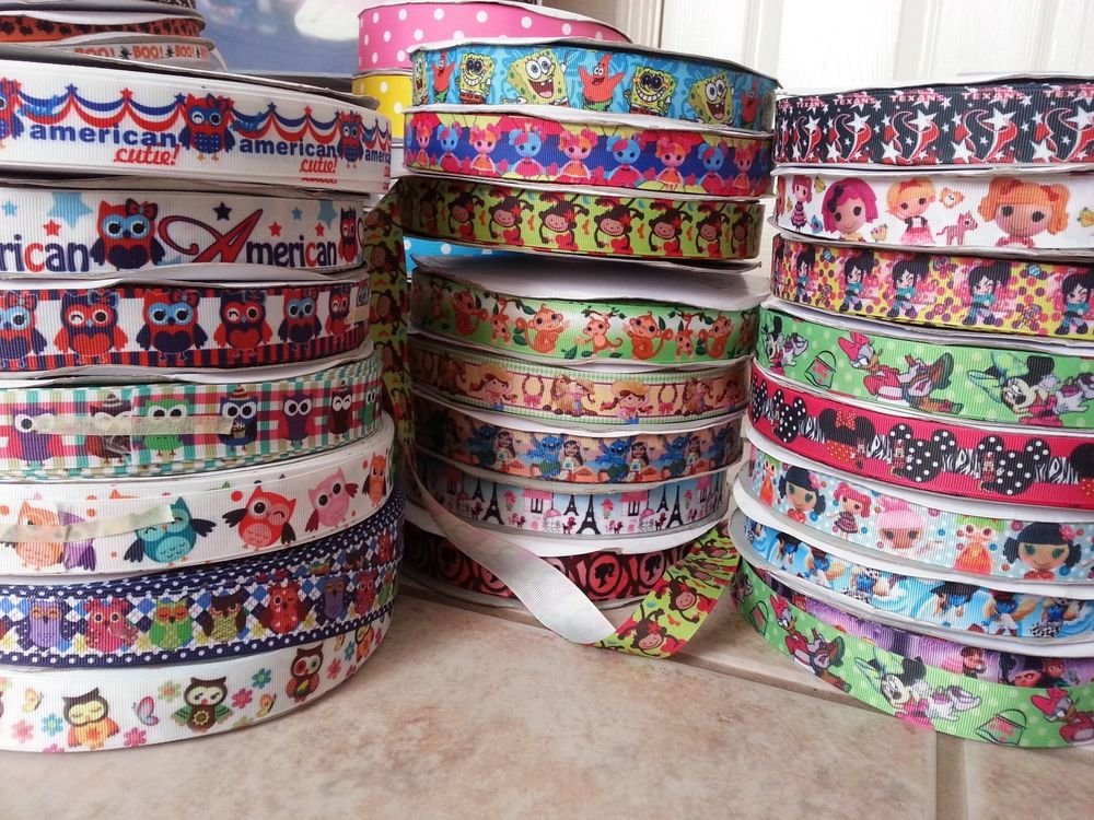 hello kitty owl monkey disney duck lalaloopsy texas grosgrain ribbons 1" 25mm