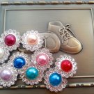 Set of 10 - Pearl rhinestone buttons 24mm for hair bow, craft wedding invitation