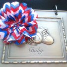 5 pieces 3.5" patriotic red white blue chiffon flower applique for hair bow