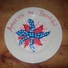 THE * AMERICA THE BEAUTIFUL FLAG PLATE * HAND DECORATED