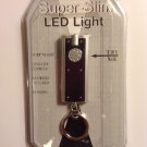 Super Slim rectangular LED flashlight with metallic silver trim keychain