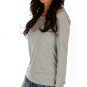Gray Long Sleeve Top with Mesh Yoke & Metal Studs