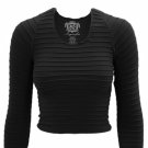 Sugarlips Black Seamless Ribbed 3/4 Sleeve Crop Top