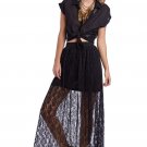 Small Black Crochet Maxi Skirt