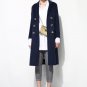 X-Small Italian Cashmere Double Bottom Coat in Navy