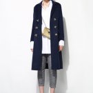 Large Italian Cashmere Double Bottom Coat in Navy