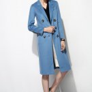 X-Small Italian Cashmere Double Bottom Coat in Blue