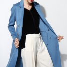 Large Italian Cashmere Double Bottom Coat in Blue