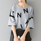 Letter Print Sweater in Grey