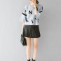 Letter Print Sweater in Grey