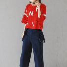 Letter Print Sweater in Red