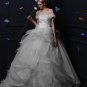 Small Satin Ball Gown with Lace Embroidered V-Neck in White