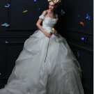 Medium Satin Ball Gown with Lace Embroidered V-Neck in White